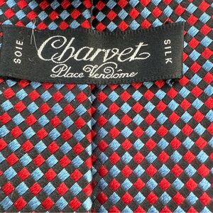 Charvet Silk Red, Blue and Black Checkered Designer Tie LIKE NEW ⚡️